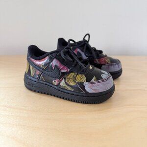 Nike Air Force 1 Toddler Sneakers - Black Leather Floral